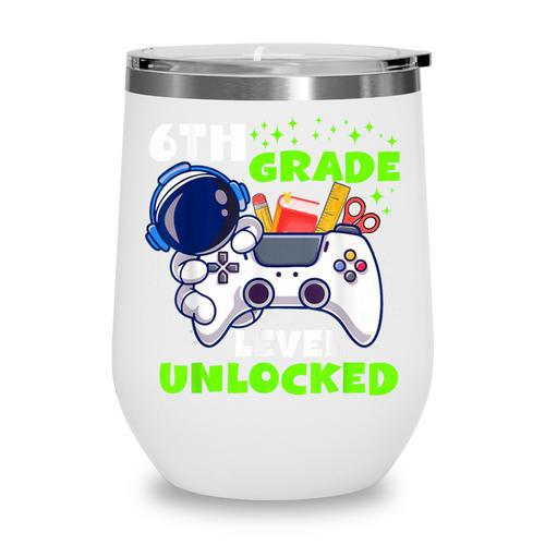 Back To School 6th Grade Level Unlocked Gamer Boys Kids Wine Tumbler - Savourry