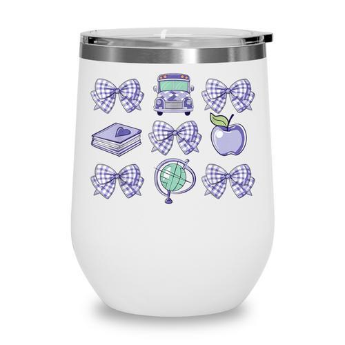 Back To School Coquette Bow Gingham First Day Of School Bows Wine Tumbler - Savourry