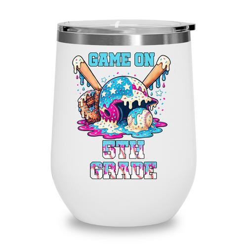 Back To School Game On Fifth Grade Baseball First Day Boys Wine Tumbler - Savourry