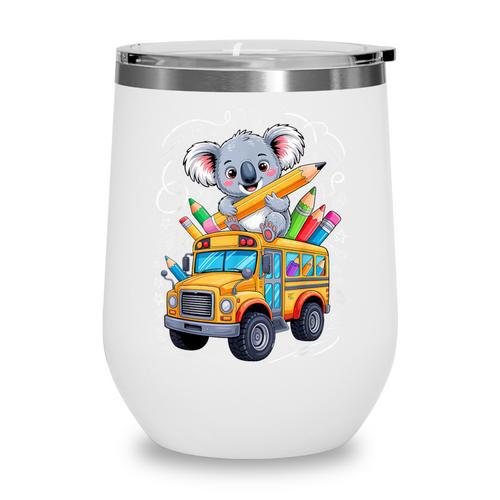 Back To School Koala School Bus 100 Days Of School Wine Tumbler - Savourry