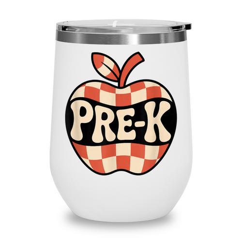 Back To School Retro Apple PRE-K Classroom Wine Tumbler - Savourry