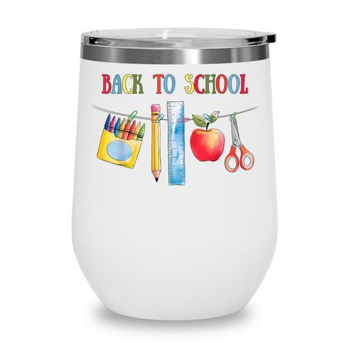 Back To School Shirt Apple Crayons Pencil Ruler Cute Graphic Wine Tumbler - Savourry