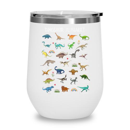 Back To School Types Of Dinosaurs Alphabet Identification Wine Tumbler - Savourry