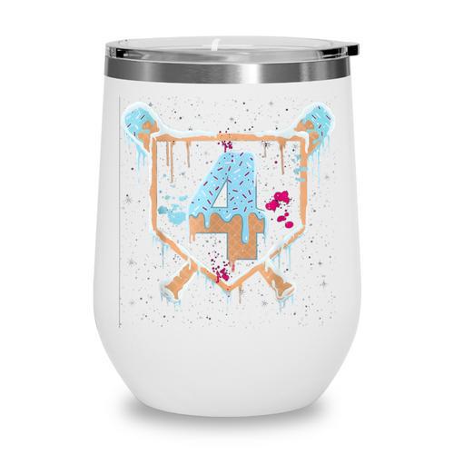 Baseball 4 Year Old Ice Cream Drip 4th Birthday Boy Number 4 Wine Tumbler - Sportilla