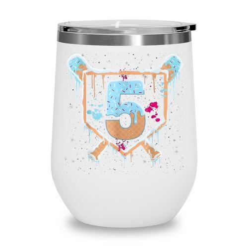 Baseball 5 Year Old Ice Cream Drip 5th Birthday Boy Number 5 Wine Tumbler - Sportilla
