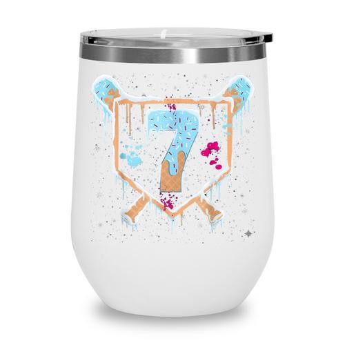 Baseball 7 Year Old Ice Cream Drip 7th Birthday Boy Number 7 Wine Tumbler - Sportilla