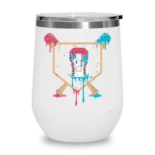 Baseball 8 Year Old Ice Cream Drip 8th Birthday Boys Player Wine Tumbler - Sportilla
