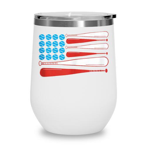 Baseball American Flag Patriotic USA Pride Wine Tumbler - Sportilla
