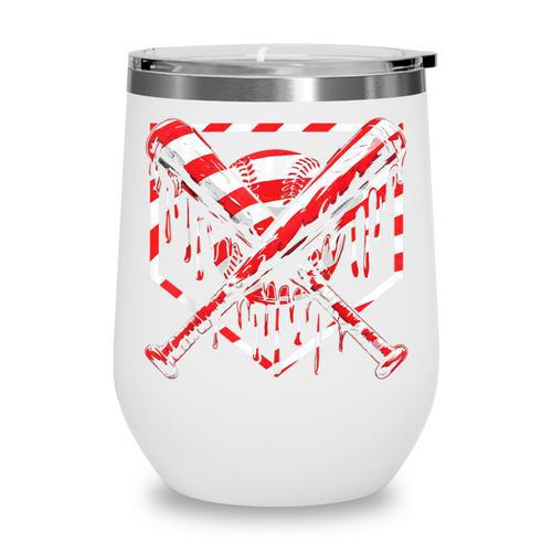 Baseball Candy Cane Christmas Baseball Ice Cream Drip Boys Wine Tumbler - Sportilla