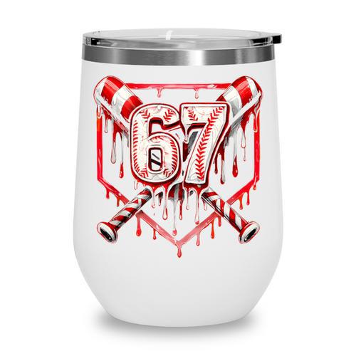 Baseball Candy Cane Drip 6 7 Six Seven Meme Christmas Boys Wine Tumbler - Sportilla