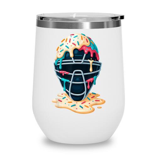 Baseball Catcher Mask Ice Cream Dripping Baseball Boy Youth Wine Tumbler - Sportilla