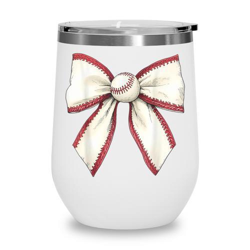 Baseball Coquette Bow Cute Baseball Game Wine Tumbler - Sportilla