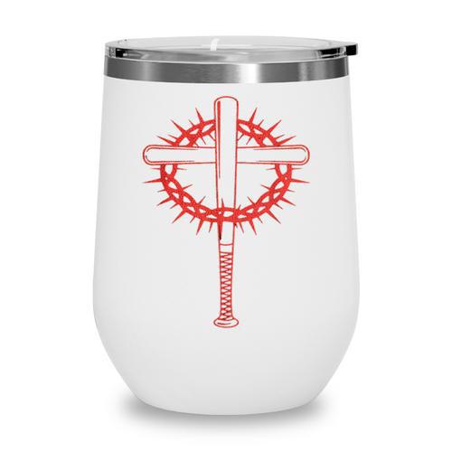 Baseball Cross Bats Pitcher Jesus Faith Wine Tumbler - Sportilla