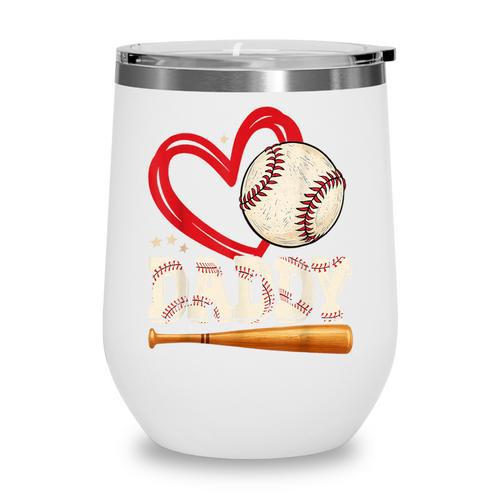 Baseball Daddy Baseball Heart Family Matching Wine Tumbler - Sportilla