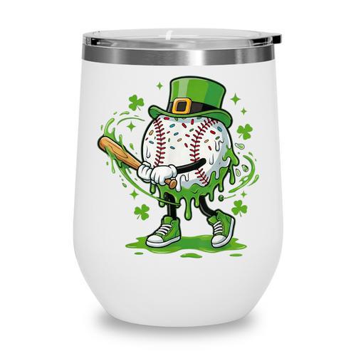 Baseball Drip For Boys Ice Cream Drip Youth St Patricks Day Wine Tumbler - Sportilla