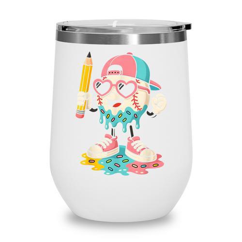Baseball Drip Ice Cream First Day Back To School Cute Girls Wine Tumbler - Savourry