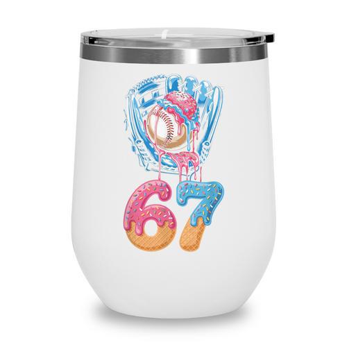 Baseball Drip Number 67 Player 67th Birthday Ice Cream 67 Wine Tumbler - Sportilla