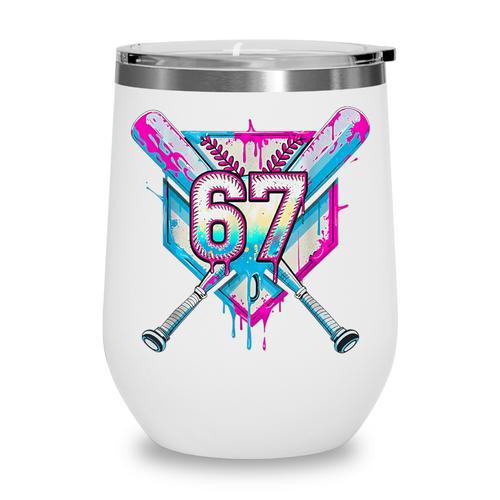 Baseball Dripping 67 Home Plate Six Seven Boy Kids Sports Wine Tumbler - Sportilla