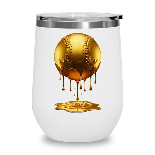 Baseball Dripping Drip Gold Sport Player Coach Baller Wine Tumbler - Sportilla