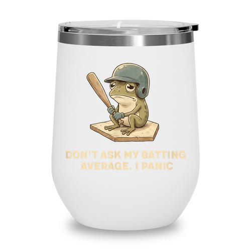 Baseball Frog Saying Batting Retro Artwork Wine Tumbler - Sportilla