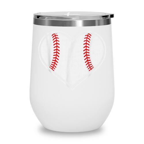Baseball Heart Love Sport Valentines Day Men Women Boys Kids Wine Tumbler - Sportilla