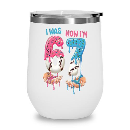 Baseball Ice Cream I Was 6 Now I'm 7 67 Birthday Boy Wine Tumbler - Sportilla