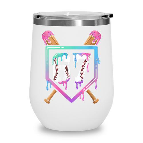 Baseball Ice Cream Drip 67 Player Dabbing Six Seven Boys Wine Tumbler - Sportilla
