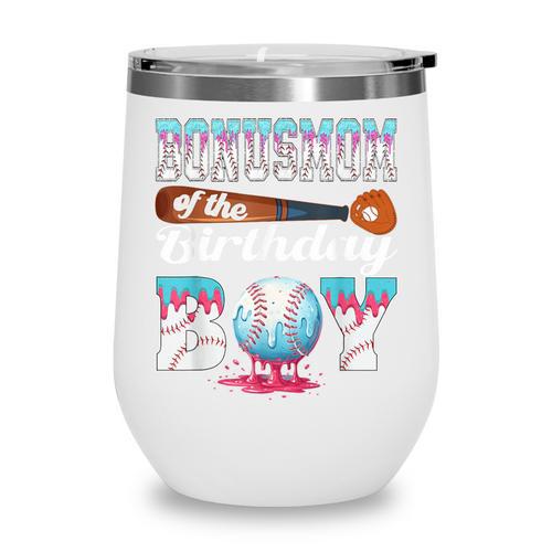 Baseball Ice Cream Drip Bonus Mom Of The Birthday Boy Wine Tumbler - Sportilla