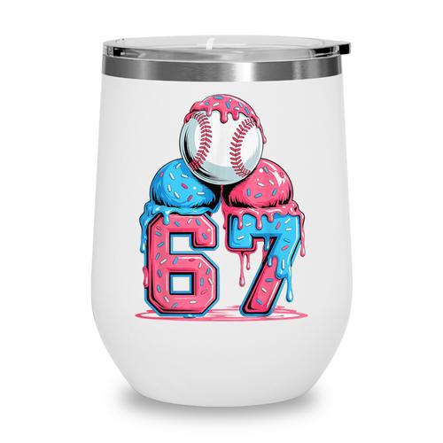 Baseball Ice Cream Drip Six Seven Gen Alpha Meme 67 Wine Tumbler - Sportilla