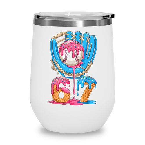 Baseball Ice Cream Drip Six Seven Gen Alpha Slang Meme 67 Wine Tumbler - Sportilla