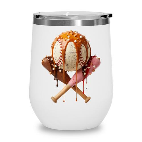 Baseball Ice Cream Drip Style Melting Ice Cream Youth Teen Wine Tumbler - Sportilla