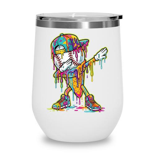 Baseball Ice Cream Dripping Dabbing Baseball Drip Wine Tumbler - Sportilla