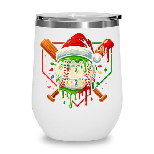 Baseball Lifestyle Apparel Youth Christmas Baseball Drip Wine Tumbler - Sportilla
