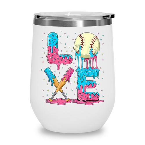 Baseball Love Drip Ice Cream Colorful Baseball Wine Tumbler - Sportilla