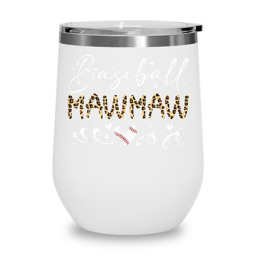 Baseball Mawmaw Leopard Baseball Heart Wine Tumbler - Sportilla