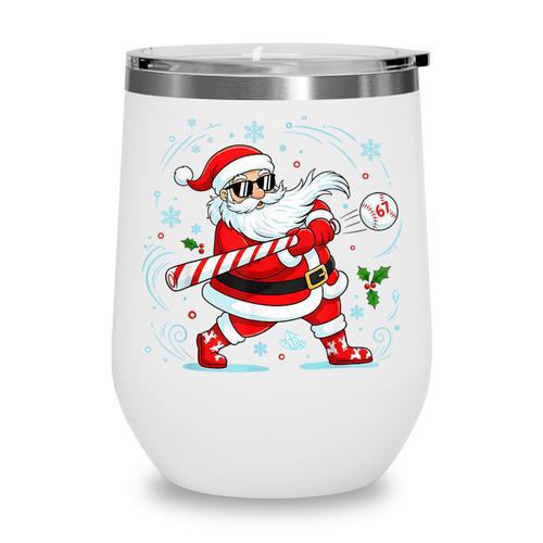 Baseball Santa 67 Christmas Xmas Pajamas Boys Kid Wine Tumbler - Sportilla