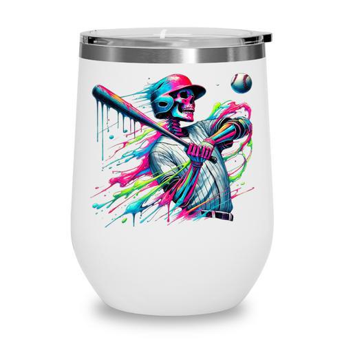 Baseball Skeleton Ice Cream Drip Baseball Boys Youth Wine Tumbler - Sportilla