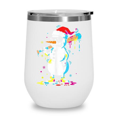 Baseball Snowman Drip Cool Christmas Men Boys Girls Wine Tumbler - Sportilla