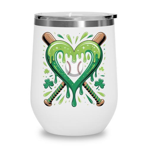 Baseball St Patricks Day Boys Girls Men Women Shamrock Green Wine Tumbler - Sportilla