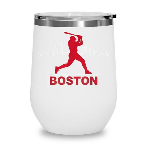 Boston Lovers Skyline Retro Baseball Heartbeat Men Women Wine Tumbler - Sportilla