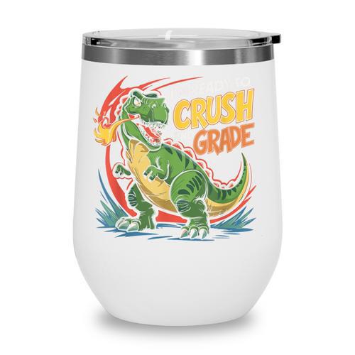 Boy Kid Ready To Crush 2nd Grade Dinosaur Back To School Wine Tumbler - Savourry