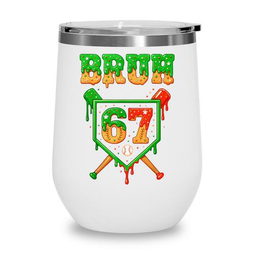 Bruh 67 Baseball Christmas Gingerbread Drip Number 67 Player Wine Tumbler - Sportilla