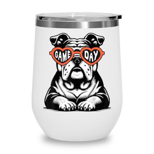 Bulldog Mascot Sports Fan Football Basketball Baseball Wine Tumbler - Sportilla