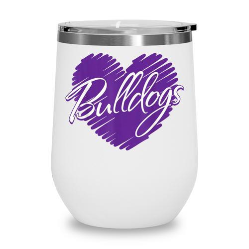 Bulldogs Heart Back To School Spirit P Wine Tumbler - Savourry