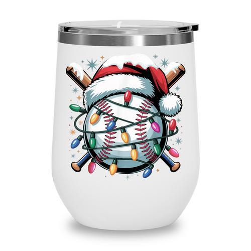 Christmas Baseball Boy Youth Kid Men Santa Hat Xmas Baseball Wine Tumbler - Sportilla