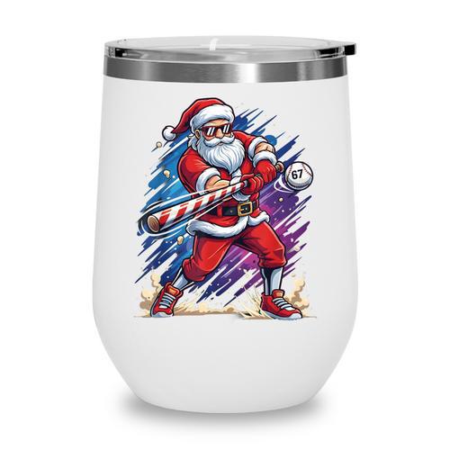 Christmas Baseball Santa Game Day Xmas Boys Kids Men Wine Tumbler - Sportilla