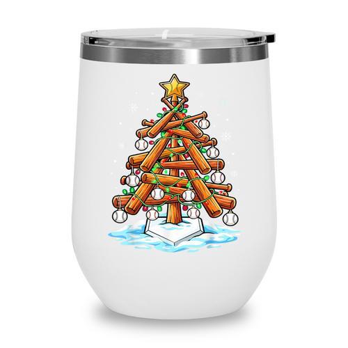 Christmas Baseball Tree Lights Xmas Wine Tumbler - Sportilla