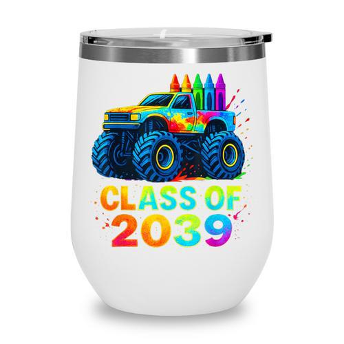 Class Of 2039 Monster Truck Kindergarten Back To School Boys Wine Tumbler - Savourry