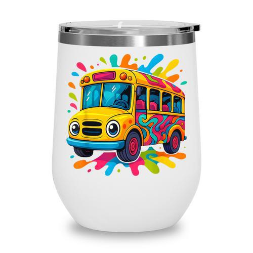 Colorful School Bus Driver Back To School Men Women Kids Wine Tumbler - Savourry