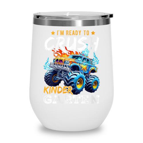 Crush Kindergarten Monster Truck Back To School Boys Wine Tumbler - Savourry